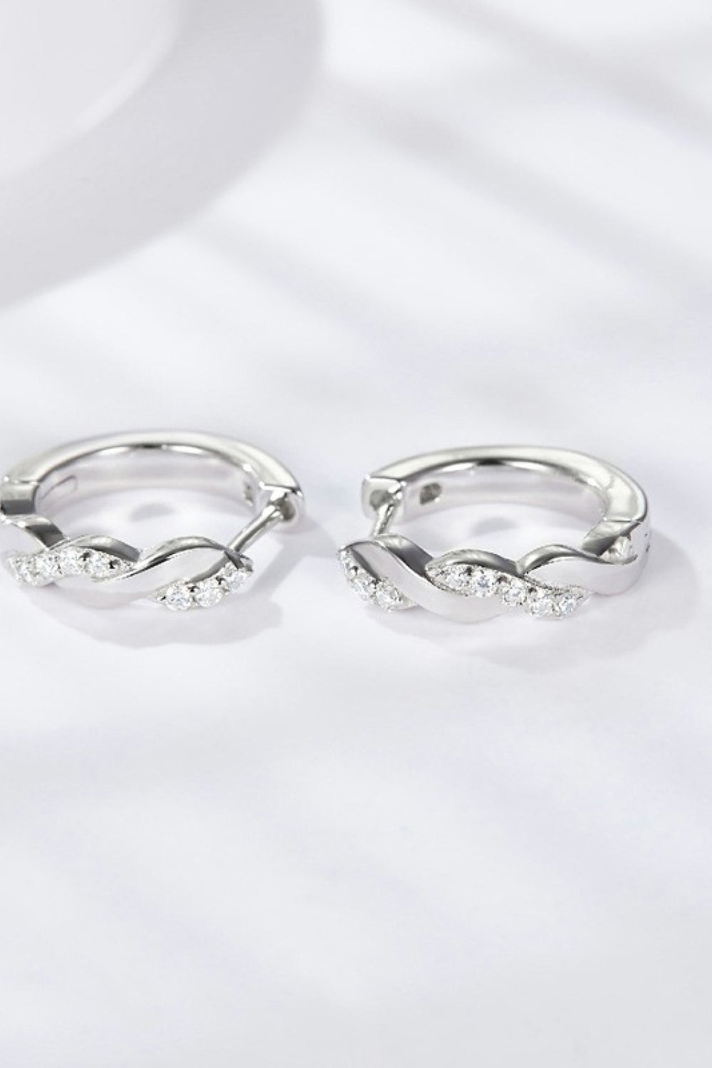 Moissanite Twisted Platinum-Plated Earrings