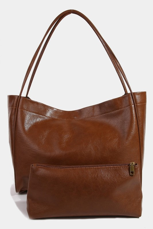 Fame Faux Leather Tote Bag