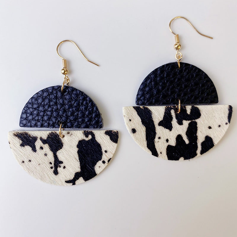 Genuine Cowhide Leather Dangle Earrings