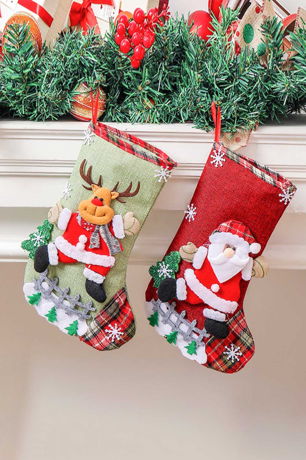 4-Pack Plaid Christmas Stockings