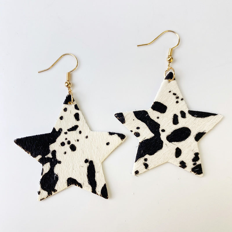 Genuine Cowhide Leather Dangle Earrings