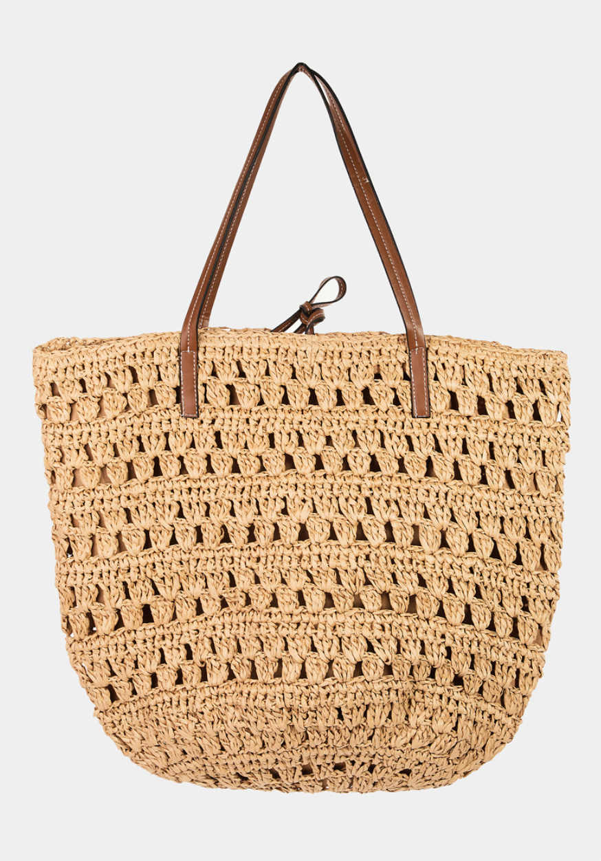 Fame Straw Braided Tote Bag