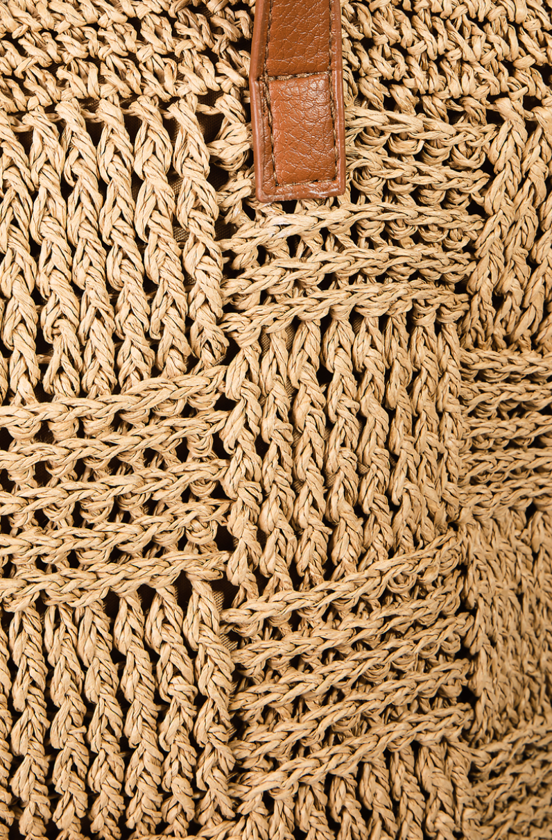 Fame Straw Braided Basket Weave Tote Bag