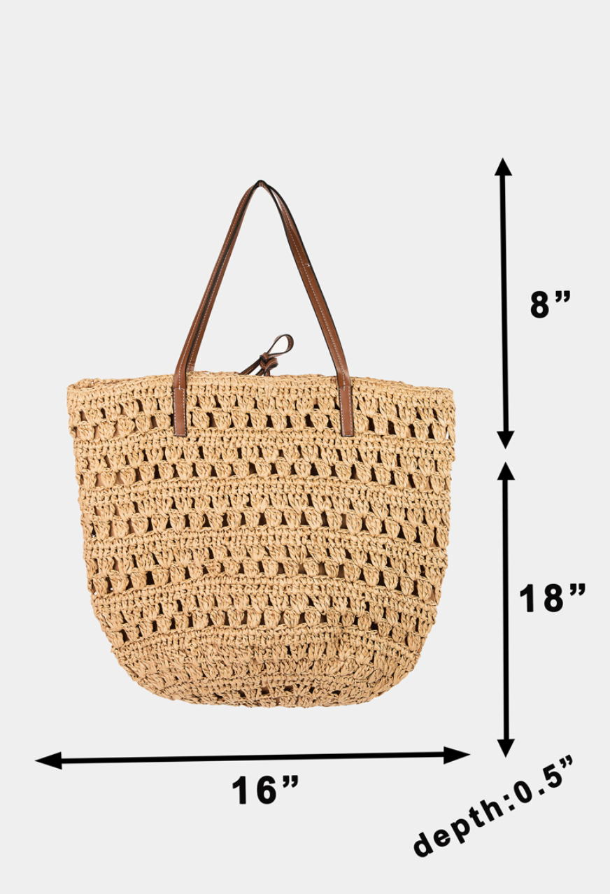 Fame Straw Braided Tote Bag