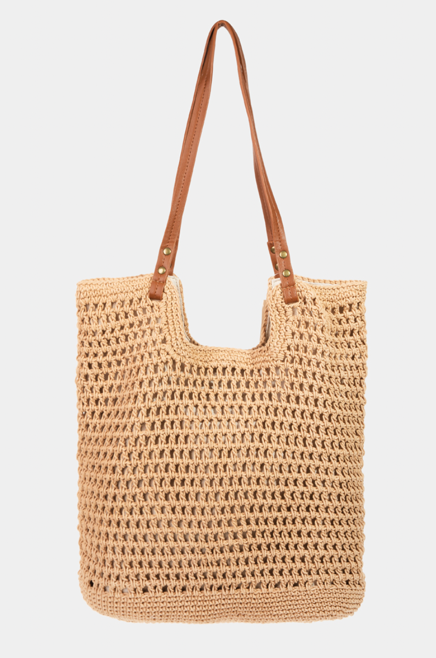 Fame Straw Braided Rectangle Tote Bag